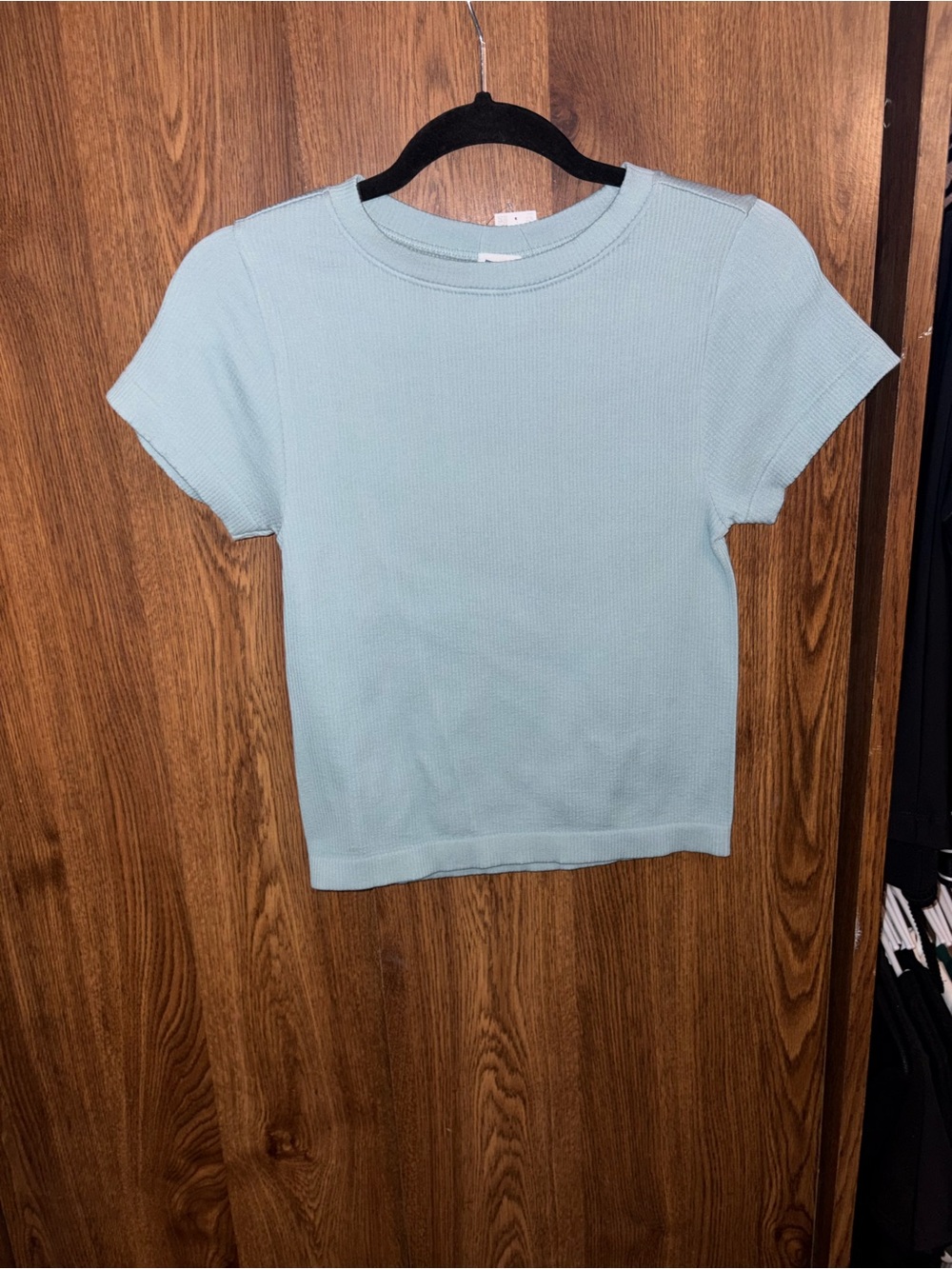 Old Navy Light Blue Ribbed Short Sleeve Crew Tee